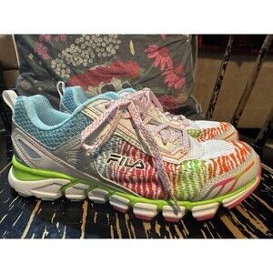 Fila running/walk shoes Bright Neon Zebra stripe with memory foam insole 7.5 EUC